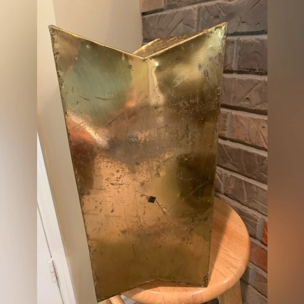 Vintage Brass Embossed Leaves 1970s Shopping Tote Magazine Holder